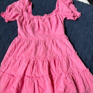 Altar'd State Pink Ruffled Puff Sleeve Sundress